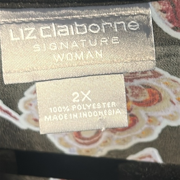 Liz Claiborne Signature Women Floral Sheer V-Neck Long Sleeve Sheer Blouse - Picture 10 of 13